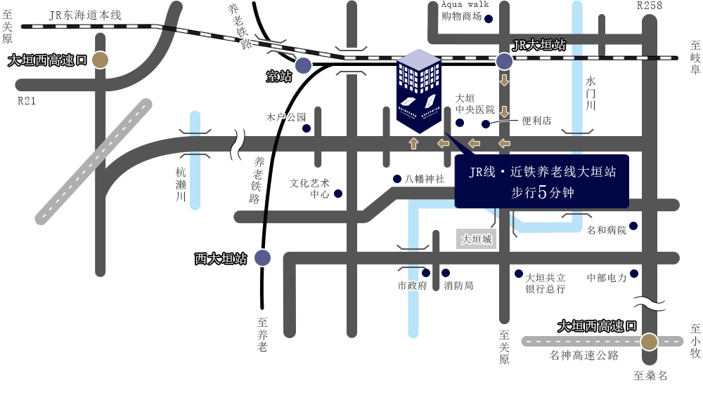 JR大垣站的插图路线图