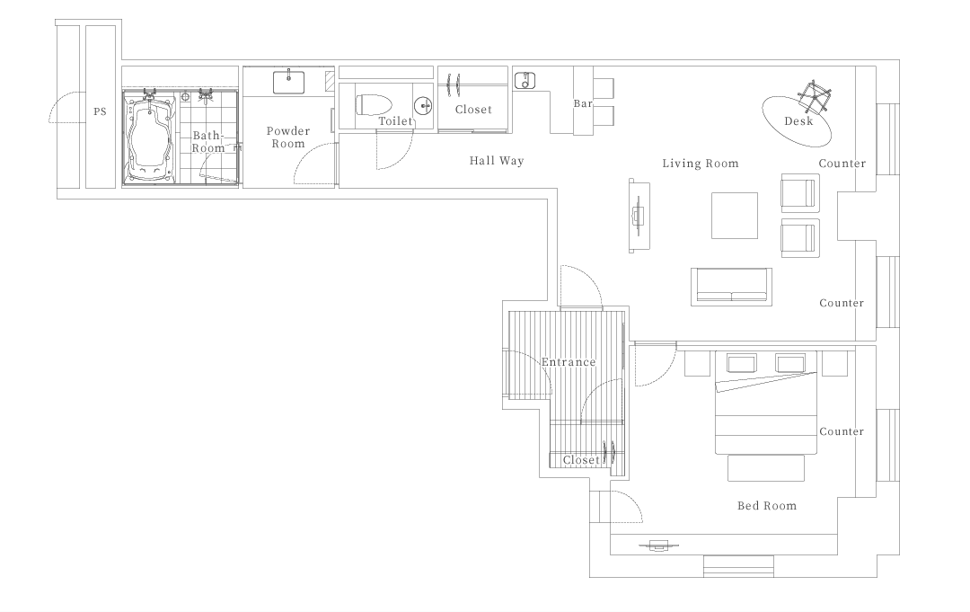 Corner suite double